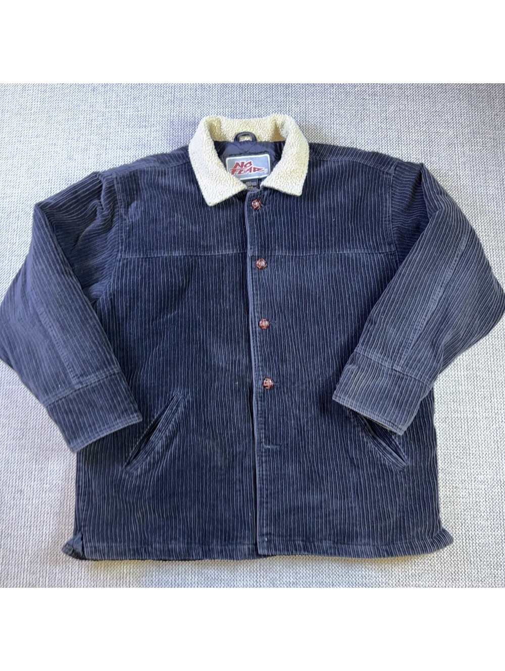 Vintage 90s No Fear Corduroy Jacket Large Sherpa Collar Quilted Skate Grunge